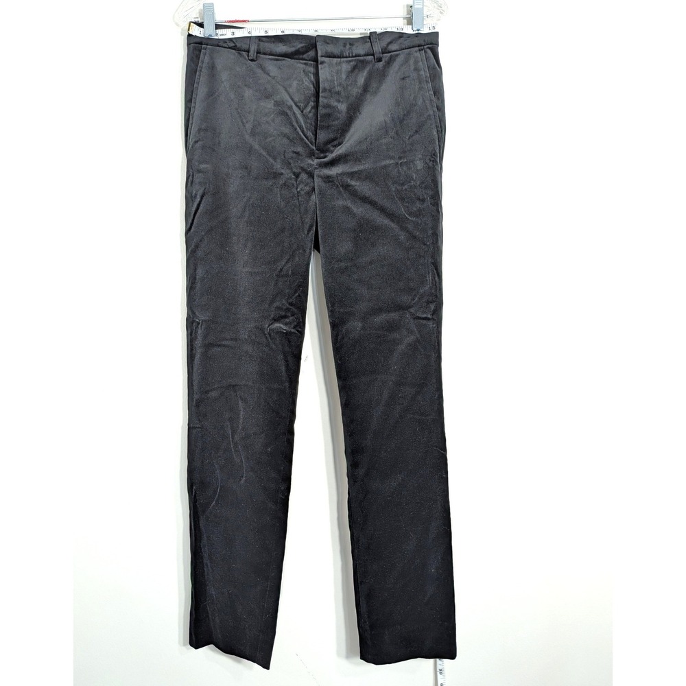 Polo Ralph Lauren Black Velvet Trousers; Cotton Blend Slim Fit Dress Pants